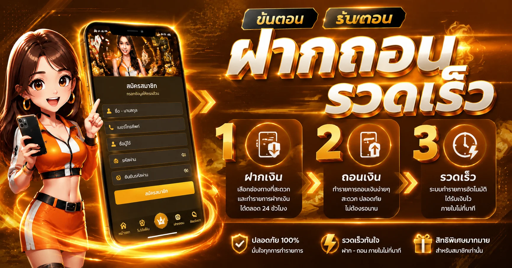 ระบบฝากถอนออโต้ AMBGOGO รวดเร็วปลอดภัยตลอด 24 ชั่วโมง